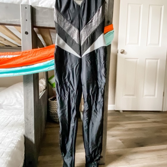 Snake Print Black Catsuit with Slimming Panels - Picture 5 of 10